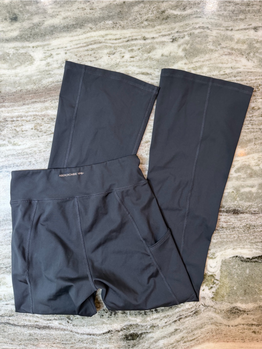 abercrombie kids YPB black flare leggings with side pocket
